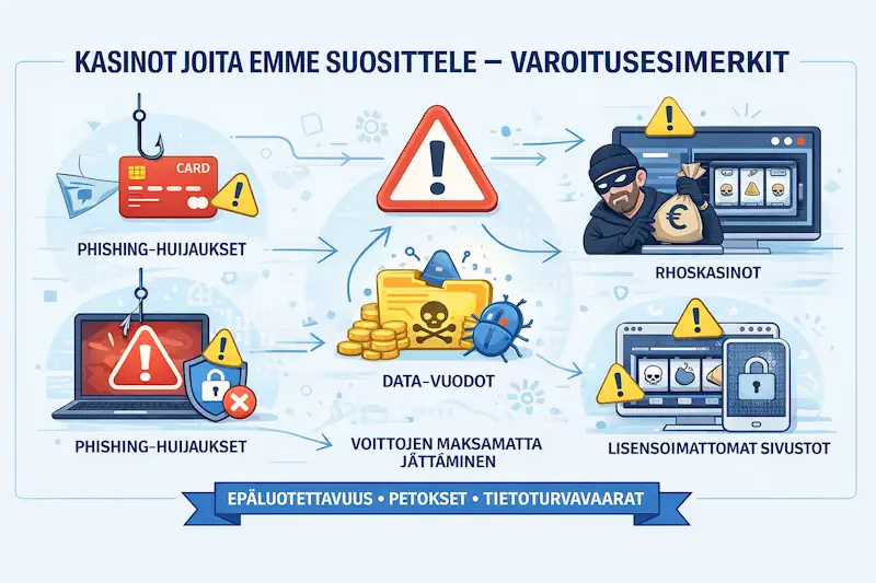 Kasinot joita emme suosittele – varoitusesimerkit